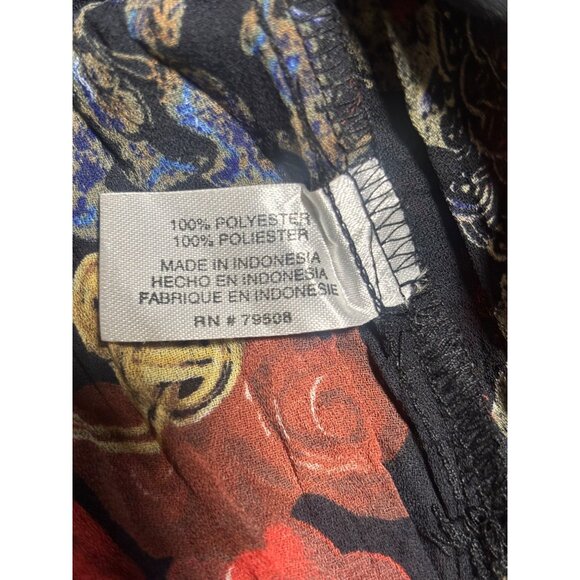 Violet & Claire Blouse Size S Sheer Floral Ruffled Pleated Fringe Long Sleeve - Picture 6 of 8